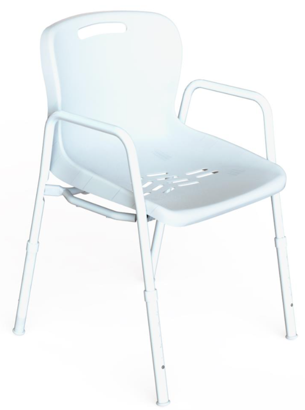 Bathroom Aids | Shower | Shower Chair w/ Armrest - Height Adjustable Legs - Clip-on Seat