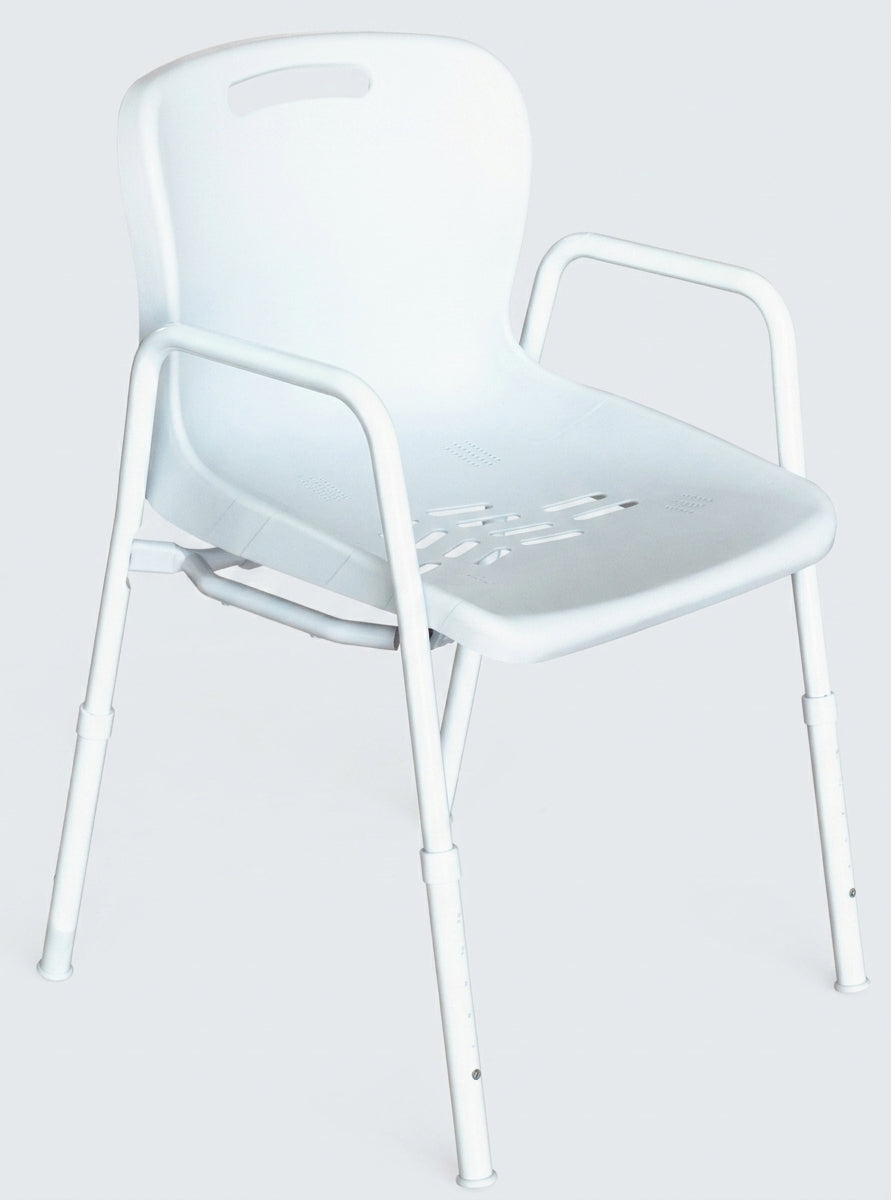 Shower | Shower Chair w/ Armrest - Height Adjustable Legs - Clip-on Seat